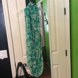 Turquoise floral infinity scarf